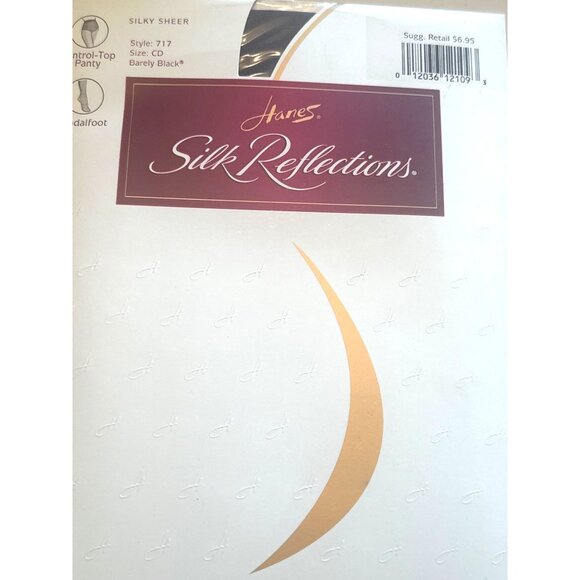 Hanes Silk‎ Reflections Control Top Pantyhose Size CD 3 Pr Barely Black Silky - Picture 2 of 4
